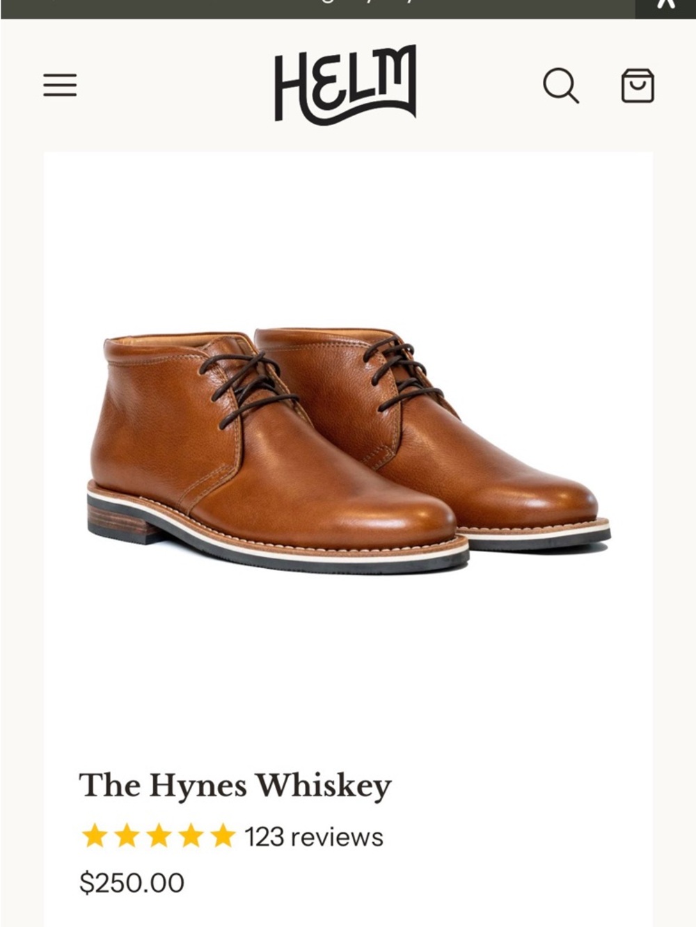 Helm - The Hynes Whiskey. Men's Leather Chukka Boots - Casual Dress Lace-Up